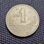 Brasil, moeda de 1 cruzeiro de 1954, flor de cunho. Ano difícil de encontrar nessa qualidade!