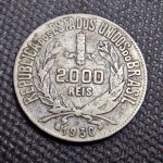 Brasil, moeda de prata de 2000 réis, 1930. Sem inicial!