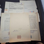 Brasil, lote com 5 documentos fiscais do estado de Santa Catarina com selos/estampilhas fiscais, déc 50/60. Excelente estado!