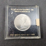 Brasil, moeda de 1 cruzeiro de 1972, "Sesquicentenário da Independência" no estojo de acrílico da Casa da Moeda