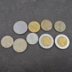 Itália, lote com 9 moedas, incluindo 2 bi metálicas
