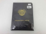 Álbum de luxo para acondicionar moedas estrangeiras, com os decalques das bandeirinhas dos países. sem moedas. Imperdível!