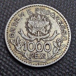 Brasil, moeda de prata de 1000 réis, 1913, "República"