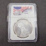 EUA, moeda de prata de one dollar American Silver Eagle, no slab