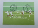 Brasil, bloco com selo de 1974 com CBC e CPD "Copa do Mundo da Alemanha de Futebol"