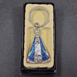 Brasil, déc 80/90, belíssimo chaveiro de N. Sra. Aparecida no estojo original, 9 cm