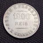 Brasil, moeda de prata de 1000 réis, 1907