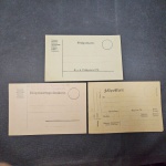 Alemanha Reich, lote com 3 Feldpost Karte diferentes, dos modelos utilizados na I Guerra Mundial (impresso), um com carimbo prévio do Regimento de Infantaria que o utilizava. Excelente estado! Cotação internacional! OBS: O item não Promove ou glorifica a violência da intolerância racial ou religiosa. Está à venda apenas para fins de preservação da memória histórica. A Casa de Leilões não faz apologia a quaisquer movimentos políticos ou ideológicos, bem como repudia qualquer ideologia de cunho racista.