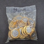 Brasil, sachê com 50 moedas das Olimpíadas (basquete). Lacrado!