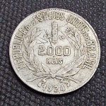 Brasil, moeda de prata de 2000 réis, 1924, "República"