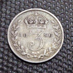 Inglaterra, moeda de prata de 1869 de 3 pences