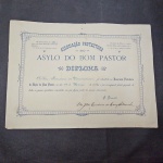 Brasil, diploma da Associação Protectora Asylo do Bom Pastor, entregue em 1904 a Sra. Baronesa de Vasconcellos. Excelente estado!