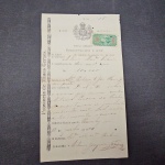 Brasil II Império, documento fiscal com o Brasão das Armas do Império (impresso) e selo/estampilha fiscal de 200 réis (D. Pedro II), datado 1874. Excelente estado com imperceptível pico de inseto