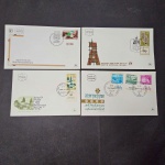Israel, lote com 4 FDC's, déc 60/80, selos com TAB e PF's