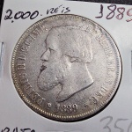 Brasil Império, moeda de prata de 2000 réis, 1889