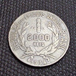 Brasil, moeda de prata de 2000 réis, 1934