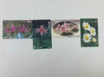 Japão, lote com 4 cartões de telefone "FLORES"