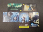 Brasil, lote com 5 cartões de telefone publicitários dos filmes: Mulher Gato, Matrix, Cruzada, O Monge e o Quarteto Fantástico