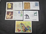 França, lote com 5 itens sendo 3 FDC'S, máximo e inteiro postal