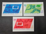Alemanha Ocidental, 1980, lote com 3 máximos com selos e CBC's do tema Esportes