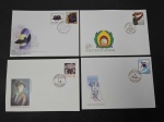Letônia, lote com 4 FDC's, déc 2000, incluindo tema Morcegos, com CBC's