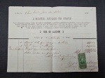 Brasil II Império, documento fiscal (recibo) com selo/estampilha fiscal de 200 réis D. Pedro II. Trata-se de compra de vinagre, vinho branco e uma pipa de vinho Lisboa