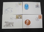 Irlanda, lote com 4 FDC's, déc 90/2000, diferentes, 3 do padrão euro. Temas esportes e João Paulo II inclusos