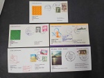 Lote com 5 envelopes de 1º voo da Lufthansa, déc 70/80, sendo: Bagdá, Nepal, Alemanha e Abu Dhabi. Todos com os carimbos dos voos (Boeing 747 e 737) e Airbus 300