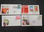 Lote com 4 FDC's de viagens do Papa João Paulo II: África, retorno ao Vaticano, Ghana e Filipinas. PF's