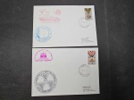 África do Sul, lote com 2 envelopes circulados por navio, com belos cachets/carimbos dos mesmos. Navio "COMOS" e "POLARSTERN". Itens de exposição!
