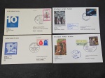 Lote com 4 FDC's de 1º voo da Lufthansa diferentes: Bélgica, Tunísia, Londres e Iugoslávia. Todos com CBC voadas pelo Boeing 737