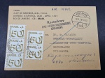 Brasil/Dinamarca, déc 70, cartão com destino à Dinamarca com o carimbo em dinamarquês "Recibo de Dinheiro - Reendereçado". Interessante, curioso e raro! Excelente estado. (Cod 8EA)