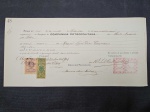 Brasil, documento de transferência de ações da Companhia Metropolitana, datado Setembro de 1901 com diversos selos/estampilhas fiscais. Item de luxo!