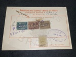 Brasil, Vale Postal circulado em 1914, com carimbo da Tesouraria da BAHIA, tendo como selo de prêmio Cruzeiro do Sul com sobrecarga. Raro item!
