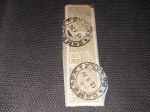 Brasil, fragmento com trinca Vovó de 300 réis, com carimbo de "CAMBARÁ - PARANÁ", duplamente batido. Lindo item!