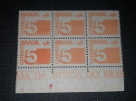 Brasil, bloco com 6 selos de 5 cts, regulares, margem de folha, com a impressão empastada