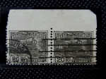 Brasil, regular RHM 602, bloco com 8 selos com variedade sem picotagem na margem superior. Raro