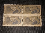 Brasil, quadra de selos C-291, 1953, "IV Centenário de São Paulo", tendo os 4 selos variedade decalque! Nítido!