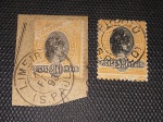 Brasil, lote com 2 selos da Madrugada Republicana de 200 réis com carimbo de Pirajú e Limeira, ambos de S. Paulo. Bem batidos, nítidos!