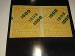 Brasil, par de selos sobretaxados para jornal, RHM 121, com belíssimo deslocamento vertical da sobrecarga. Valor de catálogo dos selos tipo de mais de 1200 reais