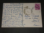 Israel, cartão postal do transatlântico "S.S. Jerusalém", circulado para Paris em alto mar, com carimbo marítimo "NAVIREA" ((sem sugestões)), com carimbo do Porto de Nápoles. Interessante