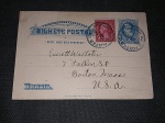 Brasil Império, inteiro postal D. Pedro II de 40 réis, circulado para os EUA, com franquia de taxa (poste insuficiente) de selo americano de 2 cents, com carimbo POSTED ON THE HIGH SEA, navio S.S VOLTAIRE. Interessante salientar que o carimbo foi batido duplamente, inclusive sobre o selo impresso do Império!! Raro item!!