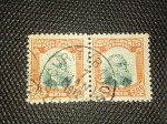 Brasil, par de selos oficiais de 200 réis, com carimbo de Curitybanos - SC de 7/jan/1912