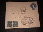 Brasil, inteiro postal de 200 réis, circulado para Paris, com franquia complementar de par de 50 réis Próceres. Carimbo de origem triplamente batido da ADM dos Correios de Minas (frontais), assim como de recepção frontal de Paris. Item de luxo! No verso carimbos de transição do RJ e ferroviário AMB - Rio. Excepcional!