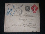 Brasil, inteiro postal de 100 réis com franquia complementar de selo da série Próceres. Carta registrada com carimbo de NOVA HAMBURGO - R.G. Sul de 8/abr/1911 duplamente batido. No verso carimbo de transição do R. G. do Sul e de recepção do Rio de Janeiro. Impecável! Raro!