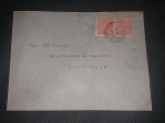 Brasil, envelope circulado com franquia par de Vovó de 100 réis, com carimbo duplamente batido de "S. FRANCISCO do sul - S. CATHARINA". No verso, carimbo de recepção de JOINVILLE - SANTA CATHARINA"