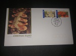 CHRISTMAS Island, FDC de 2001 com selos e CBC tema Cogumelos