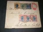 Brasil, carta/inteiro postal de 100 réis, circulado para São Carlos do Pinhal, com belíssima franquia complementar de selos da Madrugada Republicana, incluindo trinca de 10 réis. Linda e imperdível! Senão no CSD que não afeta a beleza da peça. No verso carimbo de recepção de S. Carlos do Pinhal - S. Paulo de 26/maio/1907