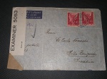 Suíça, envelope circulado para o Brasil em plena II Guerra Mundial com tarja de fechamento de censura Norte Americana. No verso carimbos de recepção do Correio Aéreo e RJ (Brasil)