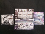 Lote 4 blocos c/ selos temas Ferrovia/Trens